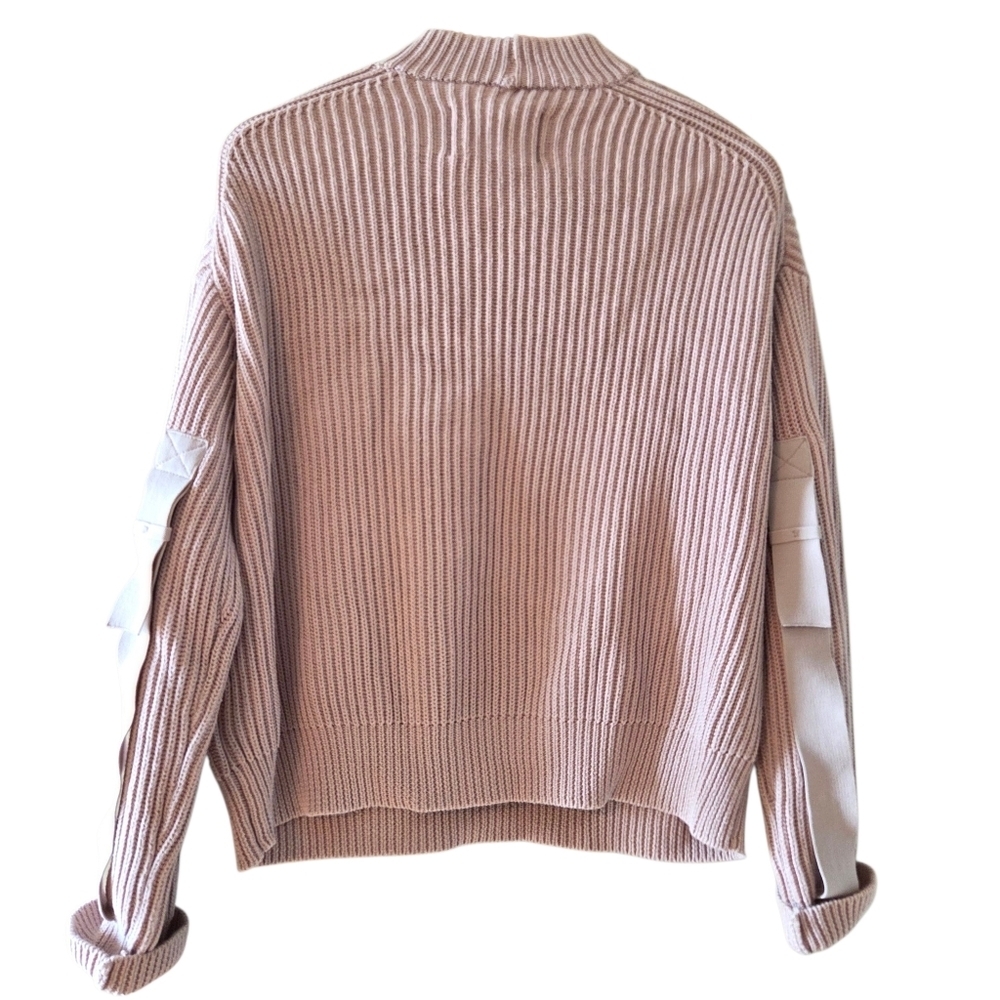 Pistola Taylor Ribbed Cropped Sweater Women's Tabbed Sleeves Blushing Size Large - Picture 8 of 11